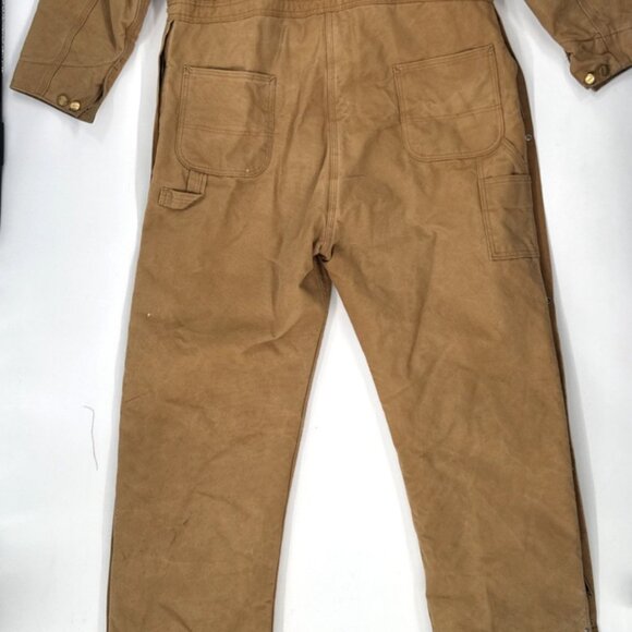Vintage Carhartt Coveralls Quilted Insulated Duck Tan Mens 48 Red Lined X01 BRN - Picture 13 of 16